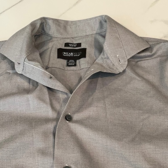 Kenneth Cole grey oversized button down dress shirt, 15 1/2 - Picture 3 of 6